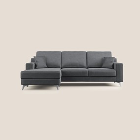 Michael divano moderno angolare con penisola in morbido velluto impermeabile T01 antracite Angolare Destro