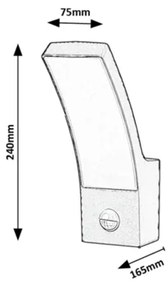 Rabalux 7505-LED Applique da esterno con sensore PALANGA 12W/230V IP44