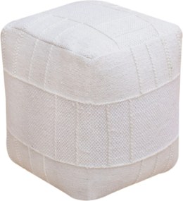 ORSON - pouf in lana avorio con decoro 40 x 40