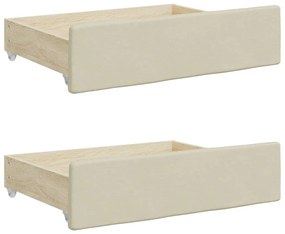 Cassetti da letto 2pz crema in legno multistrato e similpelle