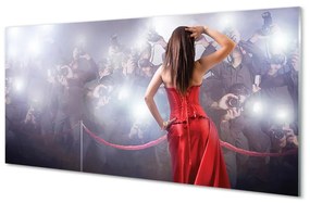 Quadro in vetro Donna vestito rosso persone 100x50 cm