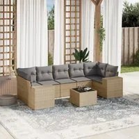 Set Divano da Giardino 8 pz con Cuscini Beige in Polyrattan 3254676