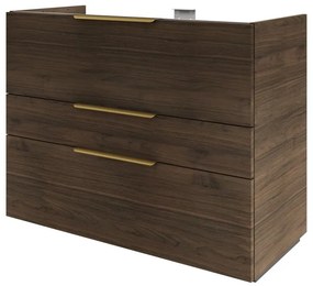 Mobile da bagno a terra L 105 x H 84 x P 48 cm noce, 3 cassetti SENSEA Neo Line, Maniglie acquistabili separatamente