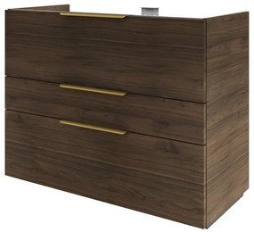 Mobile da bagno sospeso sotto lavabo L 105 x H 84 x P 48 cm noce lucido, 3 cassetti SENSEA Neo Frame