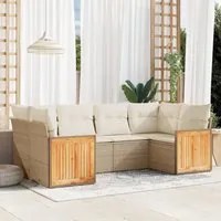 Set Divano da Giardino 6 pz con Cuscini Beige in Polyrattan 3227941