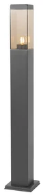 Lampada da esterno moderna a palo grigio scuro con vetro fumé 80 cm - Malios