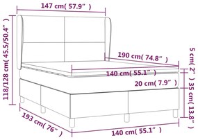 Giroletto a Molle con Materasso Rosa 140x190 cm in Velluto