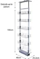 Colonna Estraibile da Cucina in Acciaio Inossidabile con 6 Cestelli 190-220cm