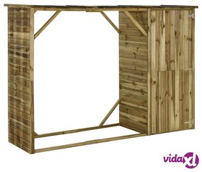 vidaXL Capanno per Attrezzi e Legna Giardino in Pino 253x80x170cm