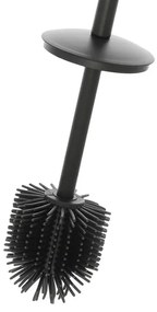 Portascopino nero opaco con setole nere in silicone e secchio interno