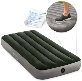 Materasso mezza piazza gonfiabile Intex airbed dura-beam standard downy' con pompa a pedale verde 76x191x25 cm - cod. 64760