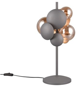 Lampada da tavolo con paralume in vetro grigio-oro (altezza 50 cm) Bubble - Trio Select