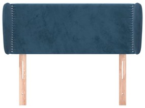 Testiera ad orecchio blu scuro 103x23x78/88 cm in velluto