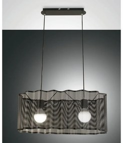 Lampadario Neoclassico Glicine nero paralume nero 2x E27 LA MIA LUCE