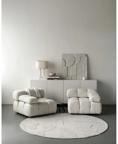 Tappeto rotondo in lana grigio chiaro ø 120 cm Morphic Botanica - Agnella