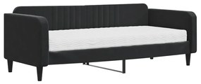 Divano letto con materasso nero 90x200 cm in velluto