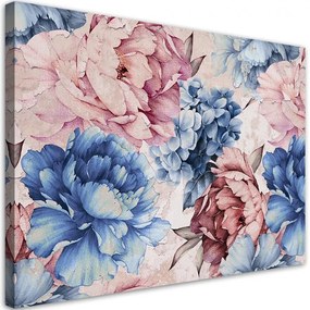 Quadro su tela, Peonie pastello  Dimensioni Tappeti 120x80