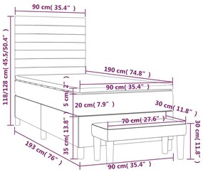 Giroletto a Molle con Materasso Grigio Scuro 90x190 cm Velluto