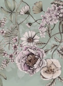 Rebel Walls Carta da parati panoramica Spring Flower - Green