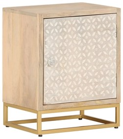 Comodino 40x30x50 Cm İn Legno Massello Di Mango E Ferro /