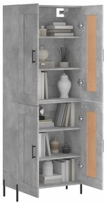 Credenza grigio cemento 69,5x34x180 cm in legno multistrato