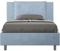 Letto Singolo rivestito in Microfibra - APPIA Colore: Azzurro, Dimensione Rete: 100x200, Tipologia Letto: Con Rete