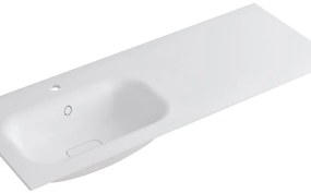 Lavabo a incasso rettangolare vasca a sinistra L 120.5 x H 15 x P 46 cm in resina bianco lucido