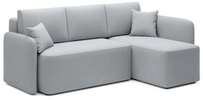 Divano angolare grigio chiaro allungabile/con contenitore (con penisola a destra/con chaise lounge) e rivestimento in velluto Hadson – ELTAP