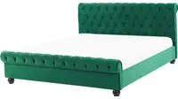 Letto Rivestimento in velluto verde Gambe in legno Nero 160 x 200 cm capitonn Glam