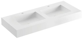 Lavabo consolle rettangolare L 120 x P 46 x H 14 cm in solid surface bianco