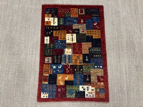 Loribaft Tappeto 90x60 Verde (Iran) Annodato A Mano