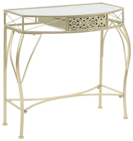 Tavolino Laterale İn Stile Francese İn Metallo 82x39x76 Cm Oro /