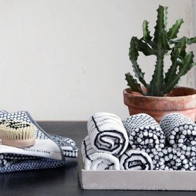 Telo da bagno in cotone bianco e nero 70x140 cm Grid - Mette Ditmer Denmark