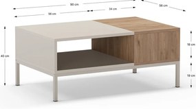 Tavolino color crema 56x90 cm Cailin - Marckeric