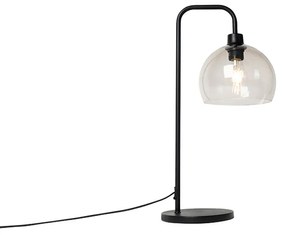 Lampada da tavolo moderna nera con paralume fumé - Maly