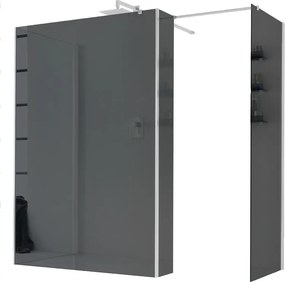 Box doccia walk-in Wens, vetro fumè 6 mm, H 200 cm, profilo bianco