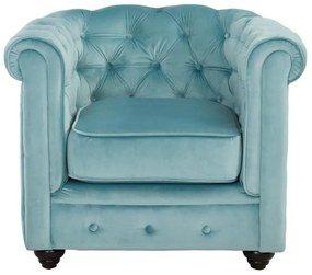 Poltrona CHESTERFIELD in velluto Azzurro pastello