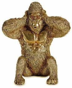 Statua Decorativa Gorilla Dorato 10 x 18 x 17 cm (12 Unità)
