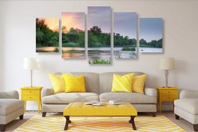 Quadri 5 pezzi – Alba sul fiume