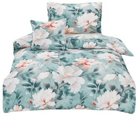 Set copripiumino e federa turchese in microsatinato per letto singolo 3 pezzi 140x200 cm Selma – My House