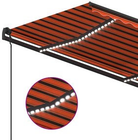 Tenda Automatica Sensore Vento e LED 4,5x3,5 m Arancio Marrone