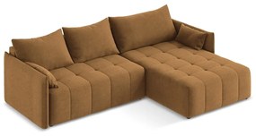 Divano angolare color terracotta allungabile/con contenitore (con penisola a destra/con chaise lounge) Moku – Makamii