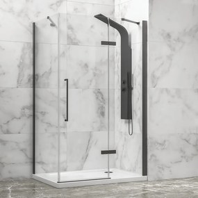 Box doccia 80x70 telaio gun metal porta battente 70 laterale fisso 80cm | KT5000GM - KAMALU