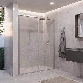 Porta doccia L 137-140 cm x H 200 cm, per nicchia in vetro trasparente SP. 8 mm, profilo argento