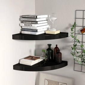 Scaffali Angolari A Parete 2 Pz Neri 35x35x3,8 Cm İn Mdf /