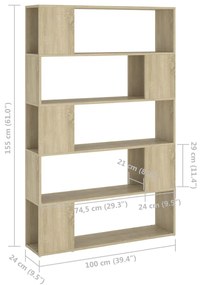 Libreria/Divisorio Rovere Sonoma 100x24x155 cm in Truciolato