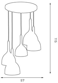 Lampadario a sospensione con filo NOAK WOOD 5xE27/60W/230V