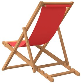 Sedia da spiaggia pieghevole in legno massello di teak rossa