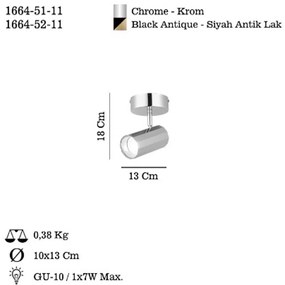 Lucea Faretto da soffitto Oktano, colore cromo, lunghezza 13 cm, metallo