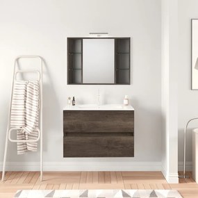 Specchio contenitore Kora rovere scuro in vetro, 1 anta apertura da destra P 16 x L 74 x H 75 cm